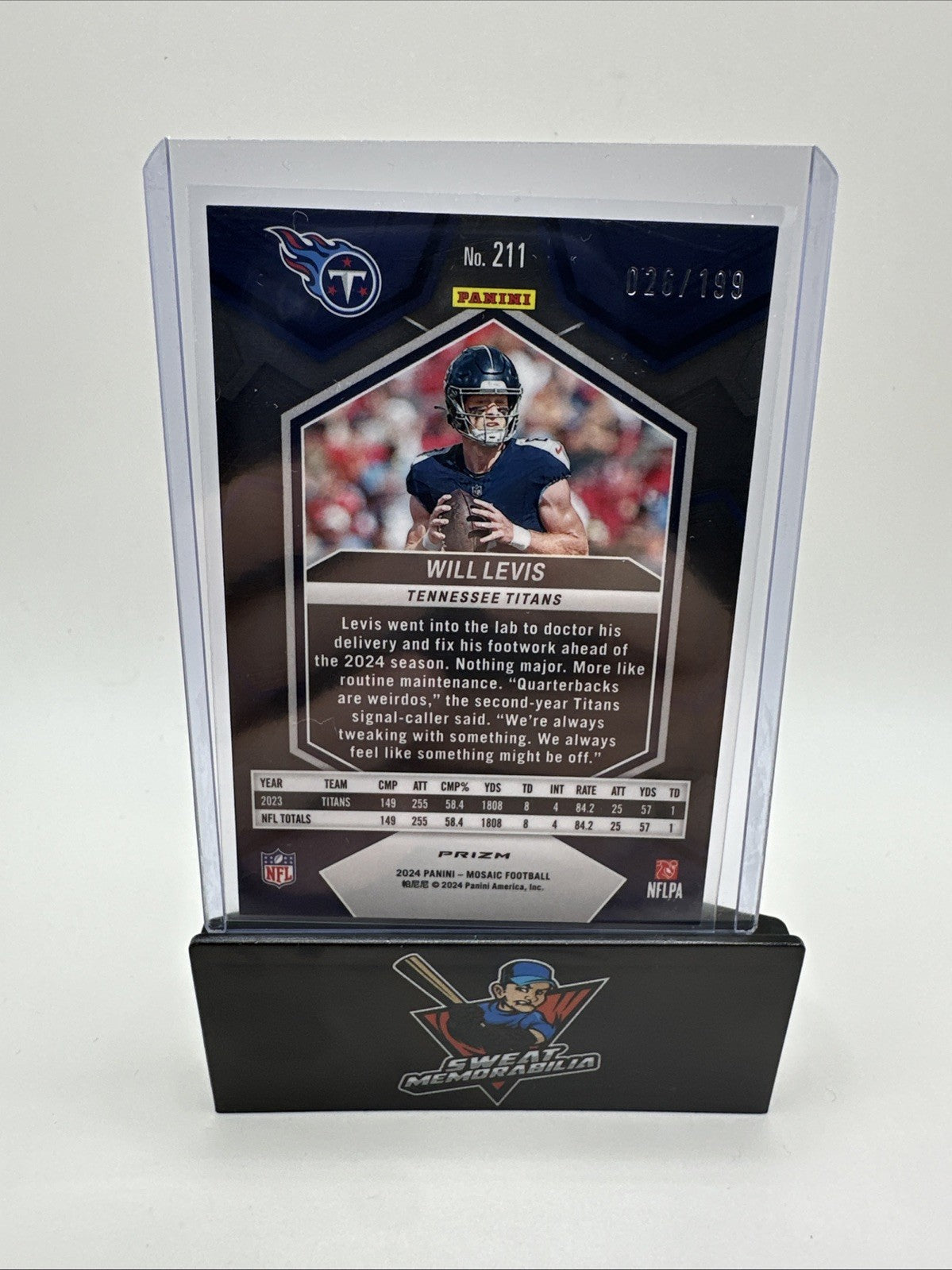 2024 Mosaic #211 Will Levis Red Mosaic Prizm Tennessee Titans