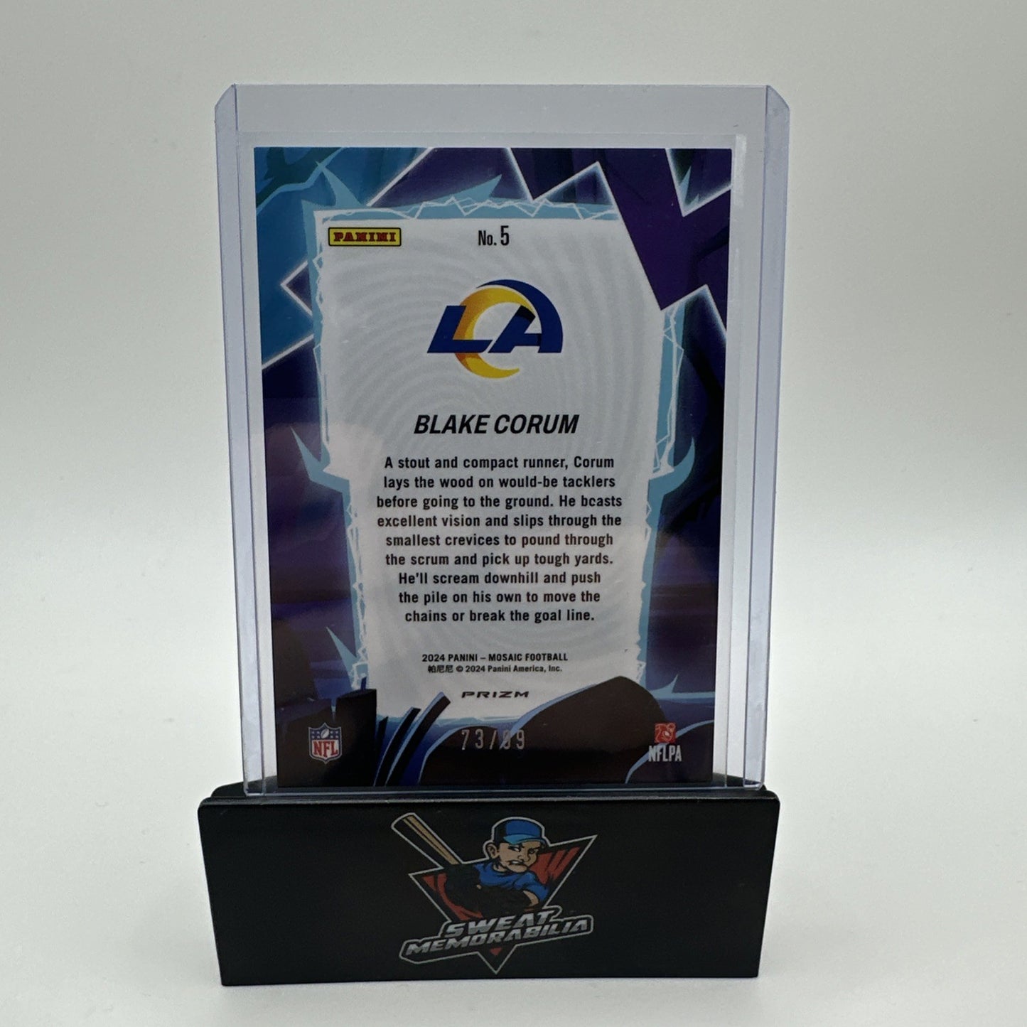 2024 Panini Mosaic Blake Corum #5 RC Rams Storm Silver/Blue 73/99