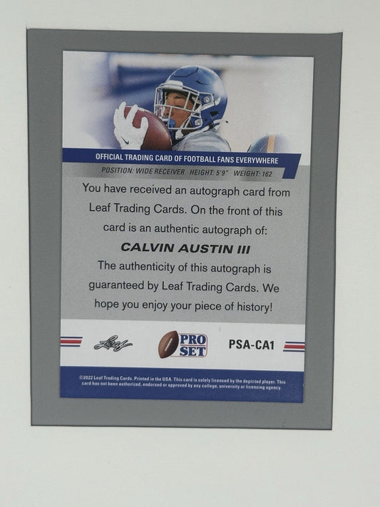 2022 Leaf Pro Set Football Calvin Austin III Auto #PSA-CA1 Steelers