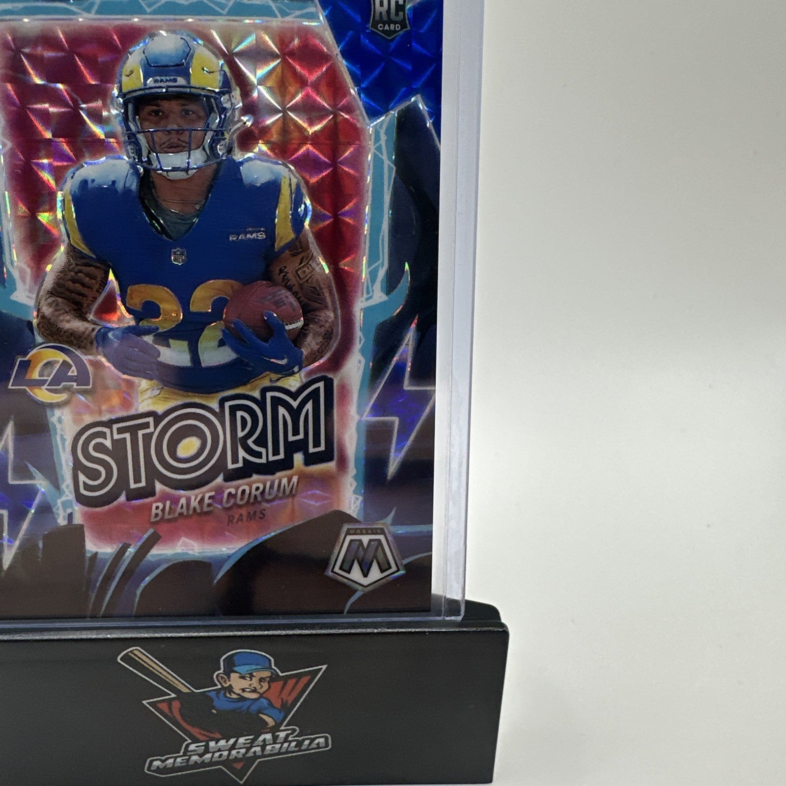 2024 Panini Mosaic Blake Corum #5 RC Rams Storm Silver/Blue 73/99