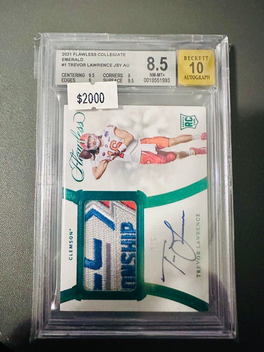 2021 Flawless Trevor Lawrence  Collegiate Emerald  #1 BGS 8.5