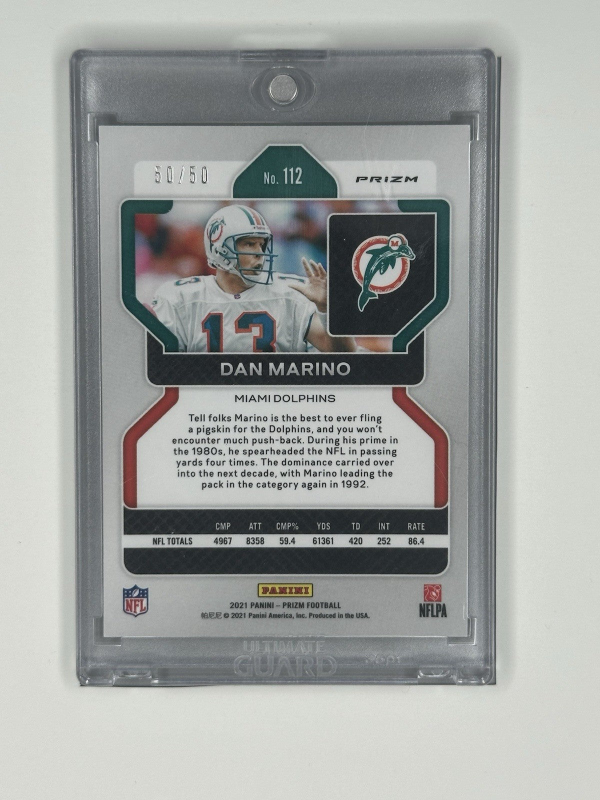 2021 Panini Prizm Football Dan Marino Red Prizm 50/50