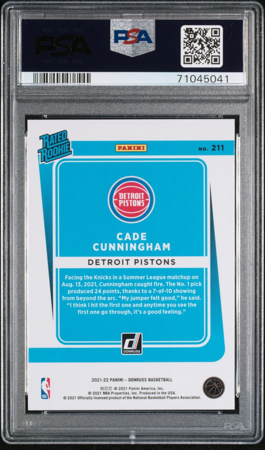 2021 Panini Donruss Cade Cunningham Holo Teal Laser #211 PSA 10