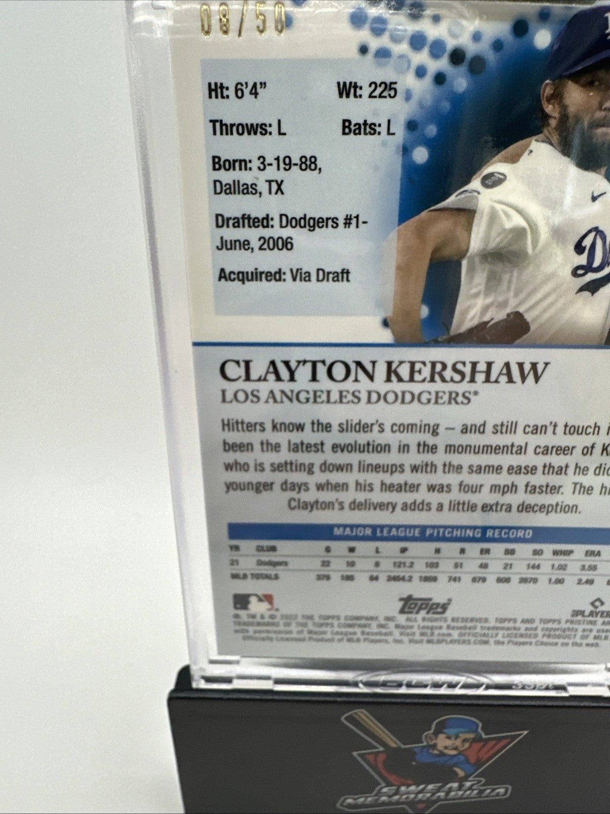 2022 Topps Pristime Gold Refractor #170 Clayton Kershaw No 8 of 50