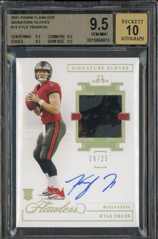 2021 Flawless Signatures Gloves Kyle Trask RPA RC /25 Beckett 9.5 w/ 10 AUTO