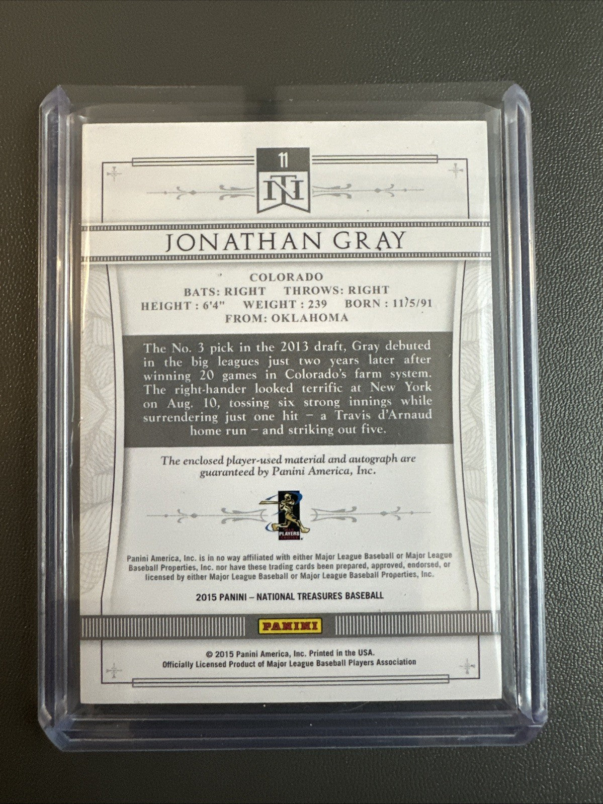 Jon Gray Patch Auto Autograph /99 2015 Panini National Treasures