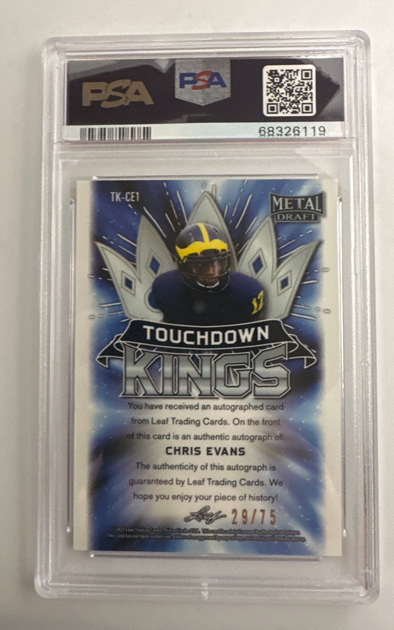 2021 Leaf Metal Draft Touchdown Kings Autographs Chris Evans #TKCE1 PSA 9