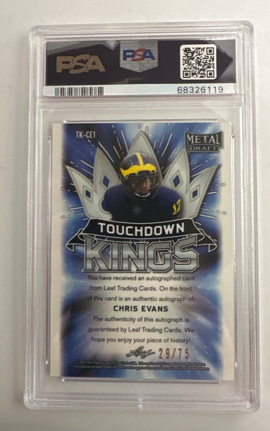 2021 Leaf Metal Draft Touchdown Kings Autographs Chris Evans #TKCE1 PSA 9