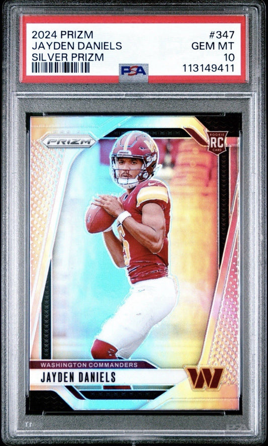 2024 Panini Prizm Jayden Daniels Silver Prizm PSA 10 Washington Commanders ROY