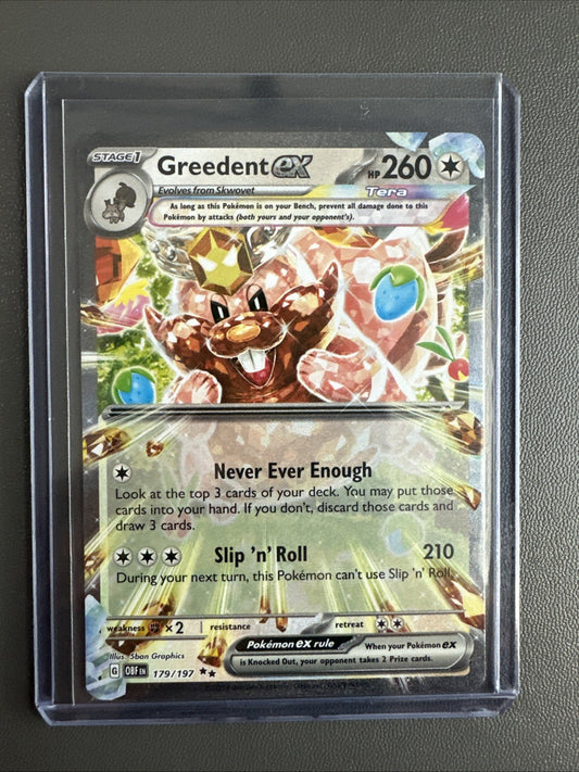 Greedent EX 179/197 - Double Rare Obsidian Flames Pokemon TCG NM