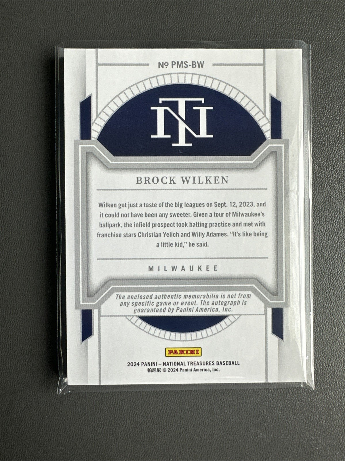 2024 Brock Wilken National Treasures Baseball Patch Auto /99