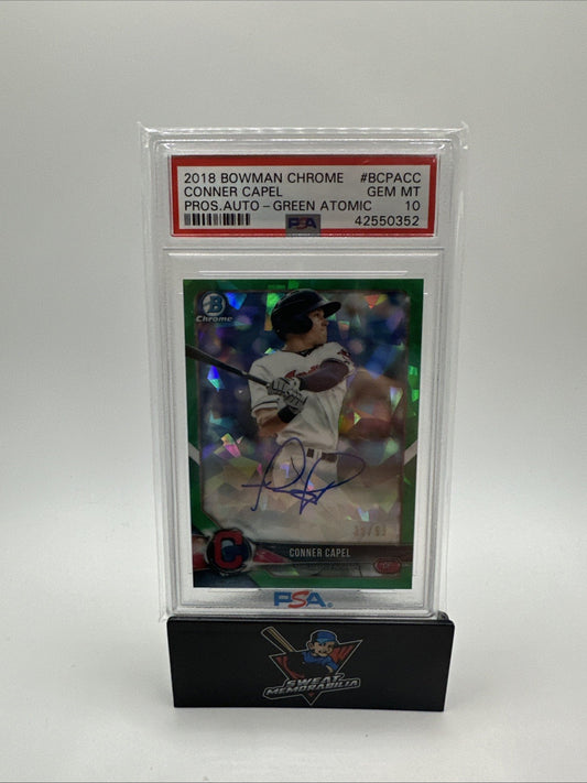 Conner Capel 2018  Bowman Chrome Auto Atomic Green Refractor 11/99 Autograph Rc