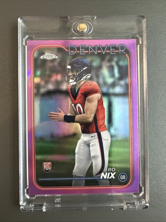 2024 Topps Chrome #206 Bo Nix Rookie Pink Refractor Denver Broncos
