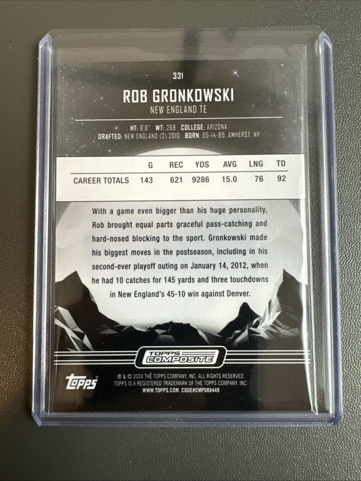 Rob Gronkowski Topps Midnight #331