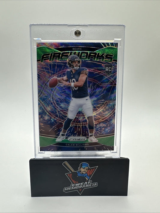 2024 Panini Prizm - Fireworks Caleb Williams #25 Green Wave Prizm (RC)