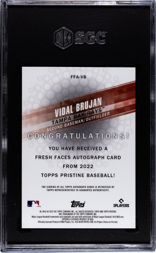 2022 Topps Pristine Vidal Brujan Rookie Auto Autograph RC #PA-VB SGC 10