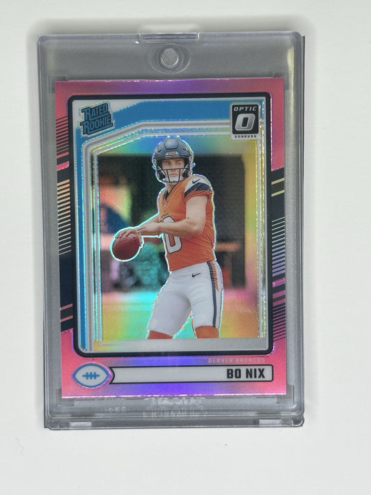 2024 Panini Donruss Optic Bo Nix Rated Rookie Pink Prizm RC