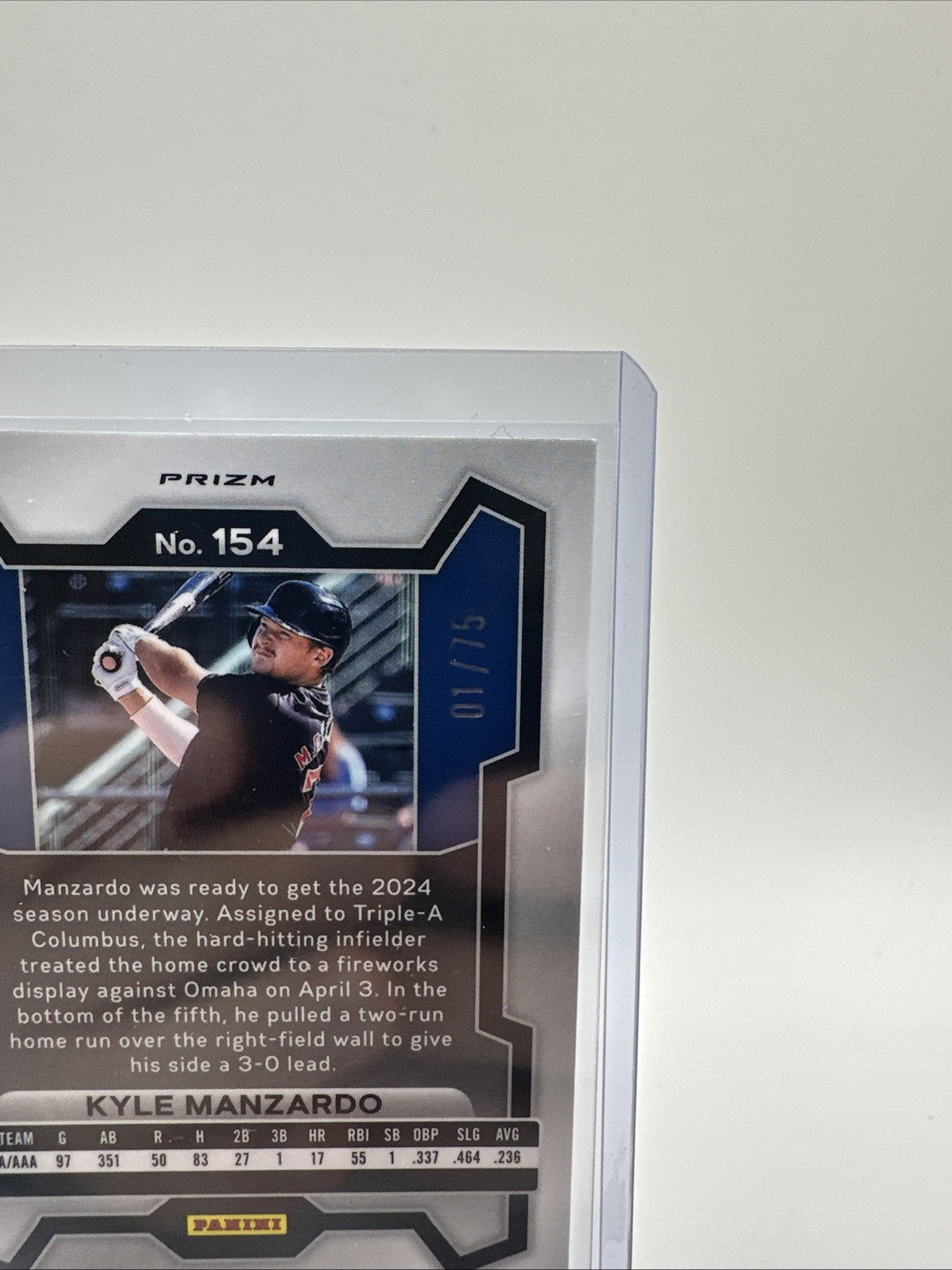 Kyle Manzardo (RC) 2024 Panini Prizm Baseball Green Pulsar Prizm /75
