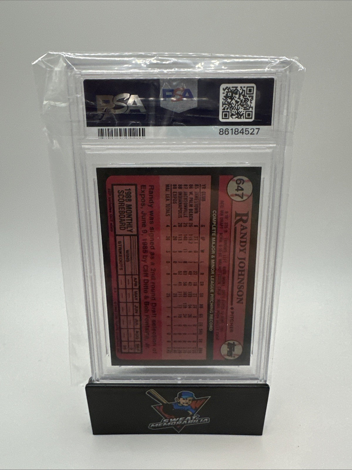 1989 Topps Randy Johnson RC #647 PSA 10 GEM MT Montreal Expos