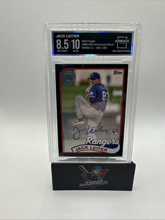 2024 Update 1989 Topps Baseball Black /199 Jack Leiter Rookie Auto RC Arena 8.5
