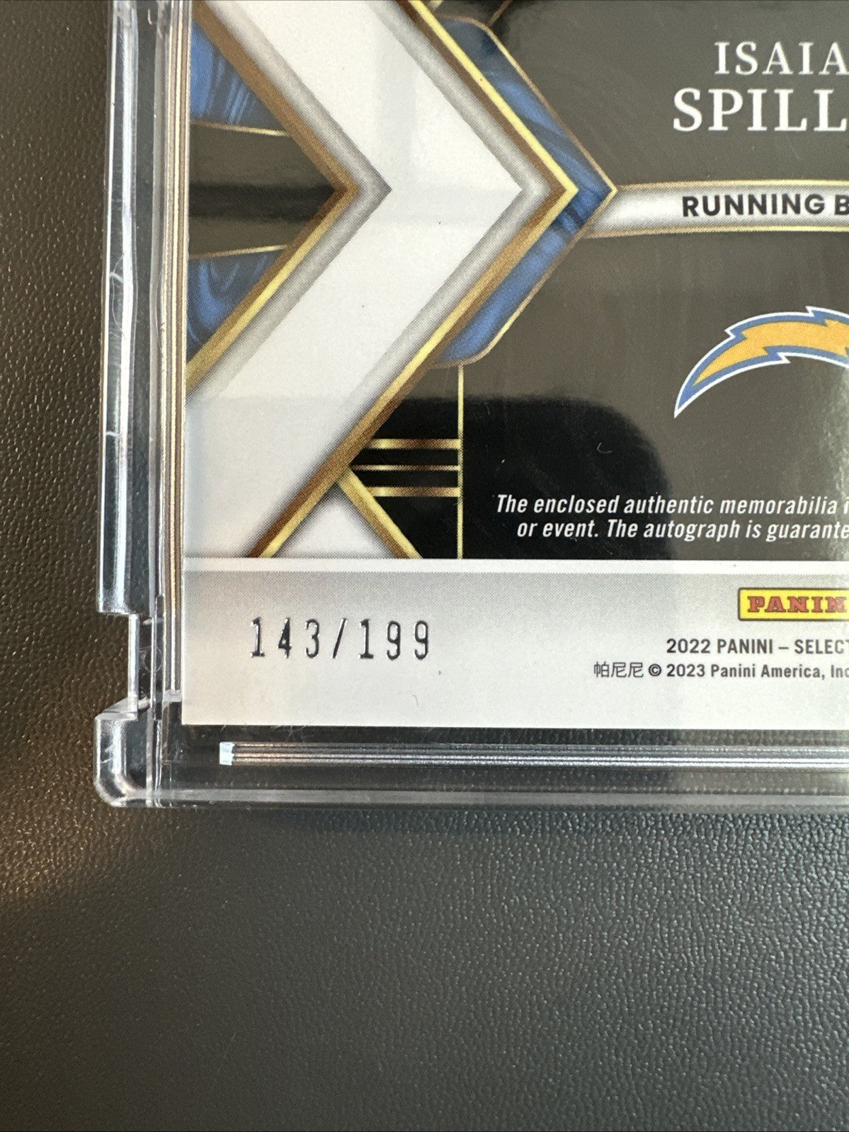 2022 Select Isaiah Spiller RPA #/199 LA Chargers #RSM-IS