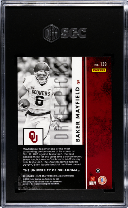 2018 Panini Elite Draft Picks Baker Mayfield #139 SGC 9