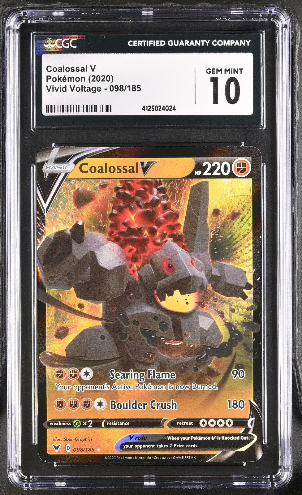 Pokemon 2020 Vivid Voltage Coalossal V #098/185 CGC 10