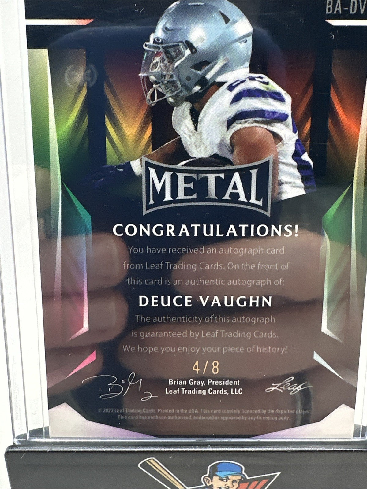 2023 leaf metal deuce vaughn. Red White And Blue 2/3. Kansas state. DAL Cowboys