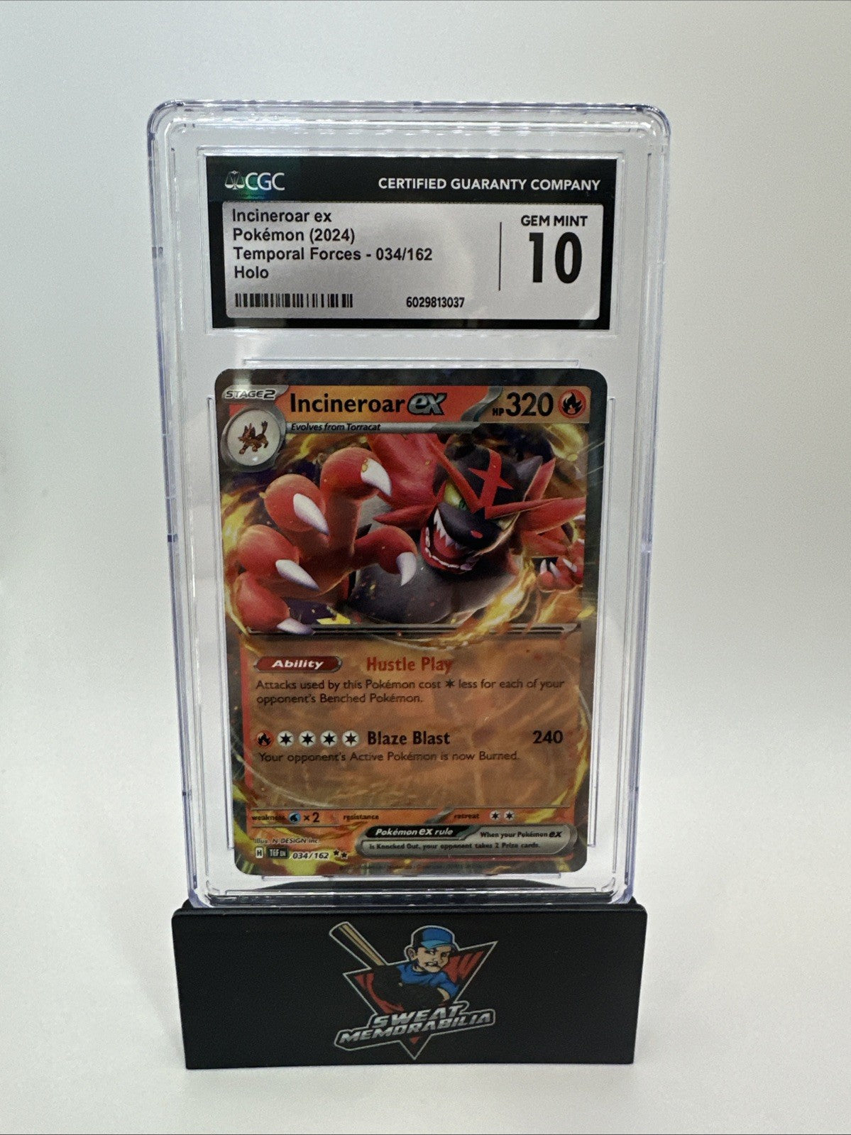 Pokémon Temporal Forces Incineroar Ex #034/162 Holo Rare Double Rare CGC 10