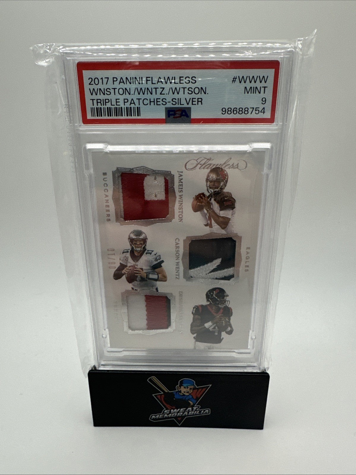 DESHAUN WATSON JAMEIS WINSTON CARSON WENTZ 2017 FLAWLESS JSY RC #8/10 PSA 9