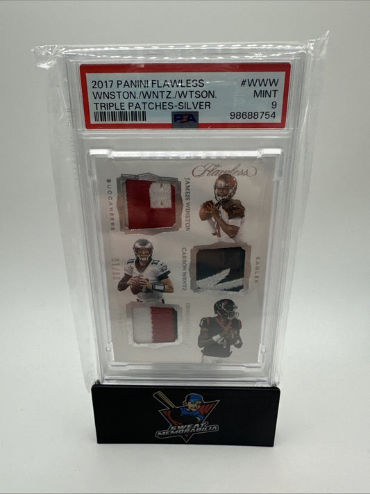DESHAUN WATSON JAMEIS WINSTON CARSON WENTZ 2017 FLAWLESS JSY RC #8/10 PSA 9