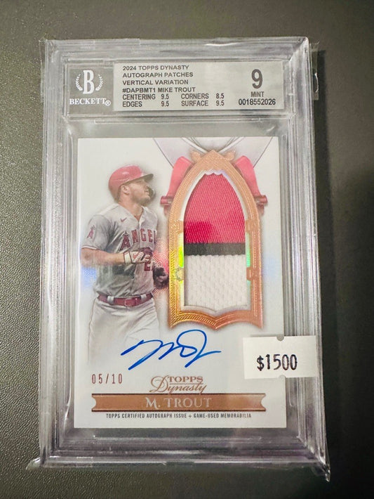 2024 Topps Dynasty Autograph Patches Mike Trout #DAPBMT1 BGS 9