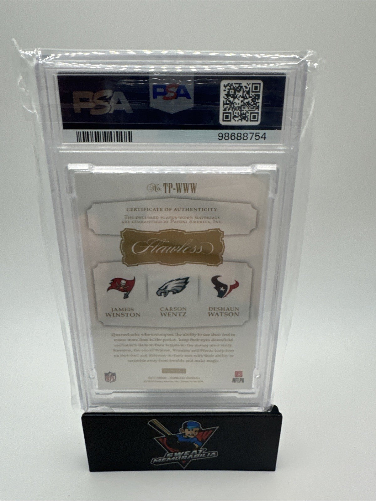DESHAUN WATSON JAMEIS WINSTON CARSON WENTZ 2017 FLAWLESS JSY RC #8/10 PSA 9
