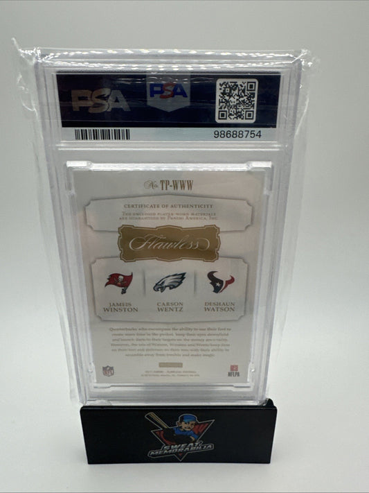 DESHAUN WATSON JAMEIS WINSTON CARSON WENTZ 2017 FLAWLESS JSY RC #8/10 PSA 9