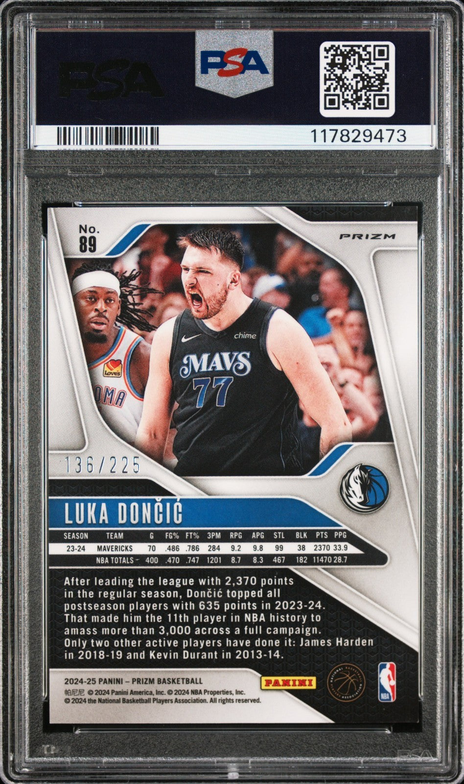 2024 Panini Prizm Luka Doncic #89 Teal Ice 136/225 PSA 10