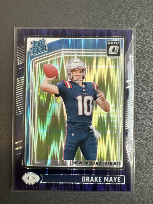 2024 Panini Donruss Optic - Rated Rookie Drake Maye (RC) #229, Purple Shock