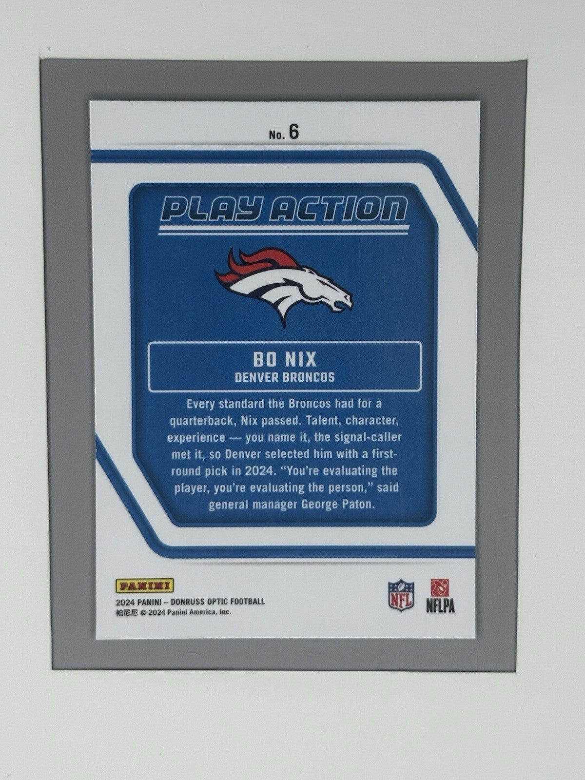2024 Panini Donruss Optic Bo Nix RC Play Action #6