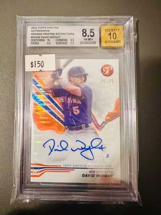 2024 Topps Pristine Auto Orange Pristine Refractors David Wright #PADW BGS 8.5