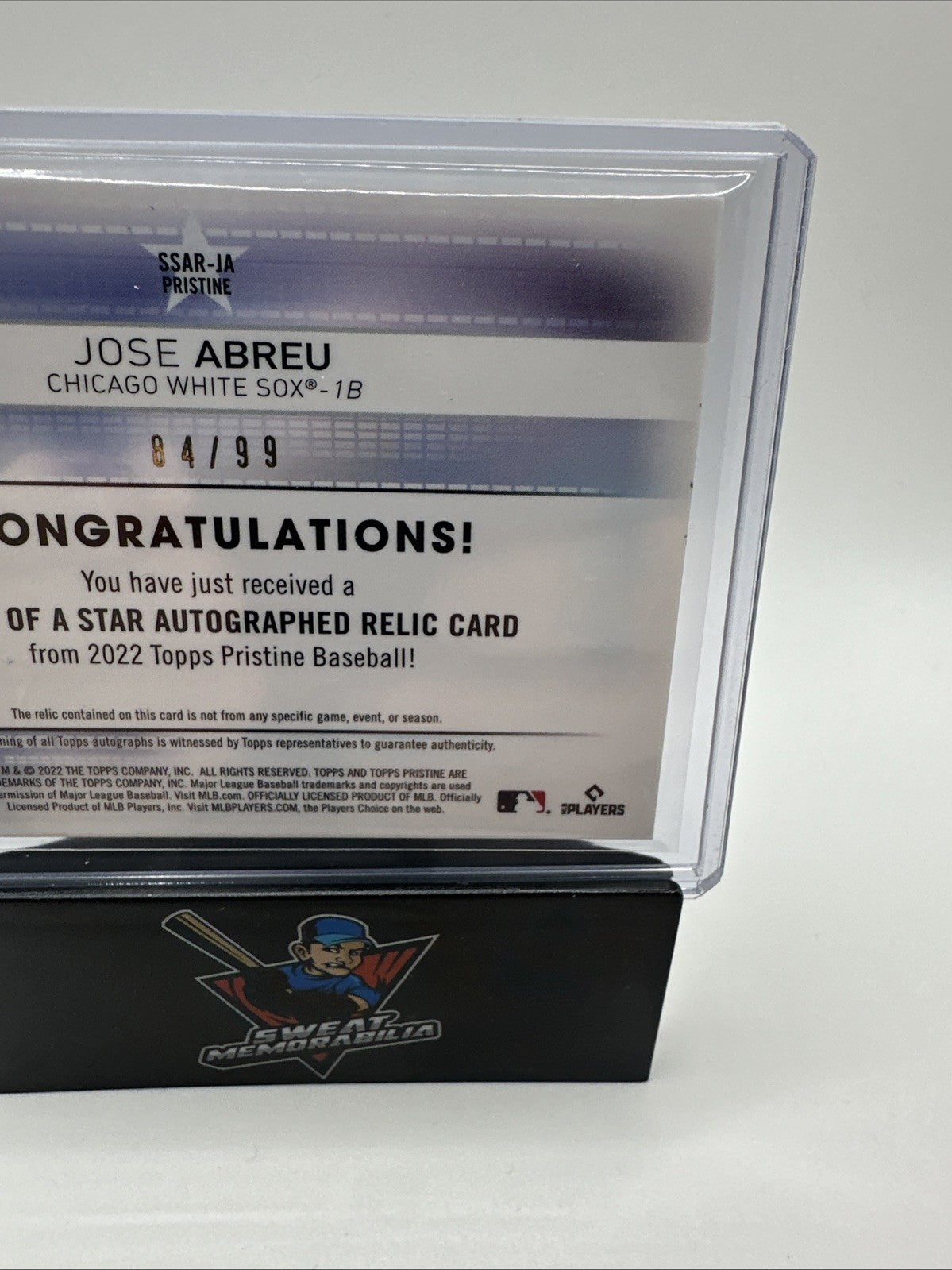 2022 Topps Pristine Slice of the Star Auto Relics Jose Abreu #SSAR-JA Auto