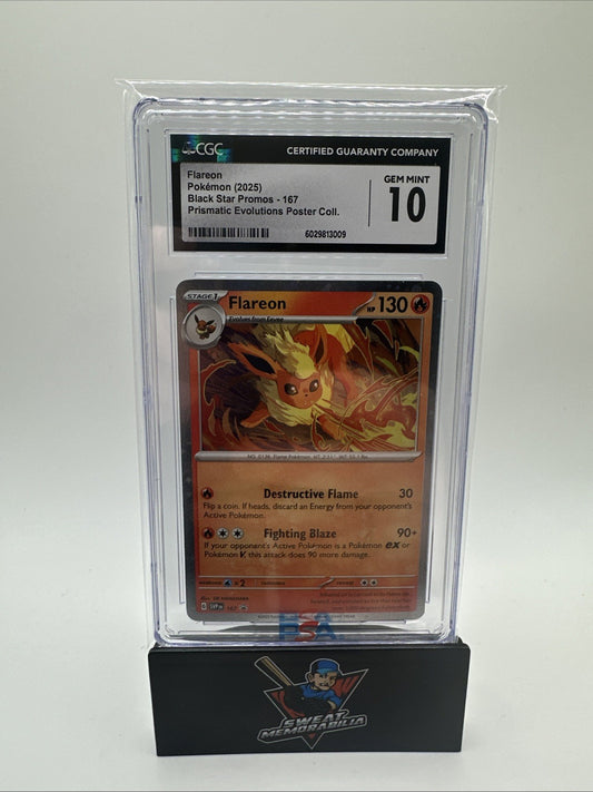 Pokemon Flareon Cosmos Holo #167 Prismatic Evolutions Promo CGC 10 Gem Mint