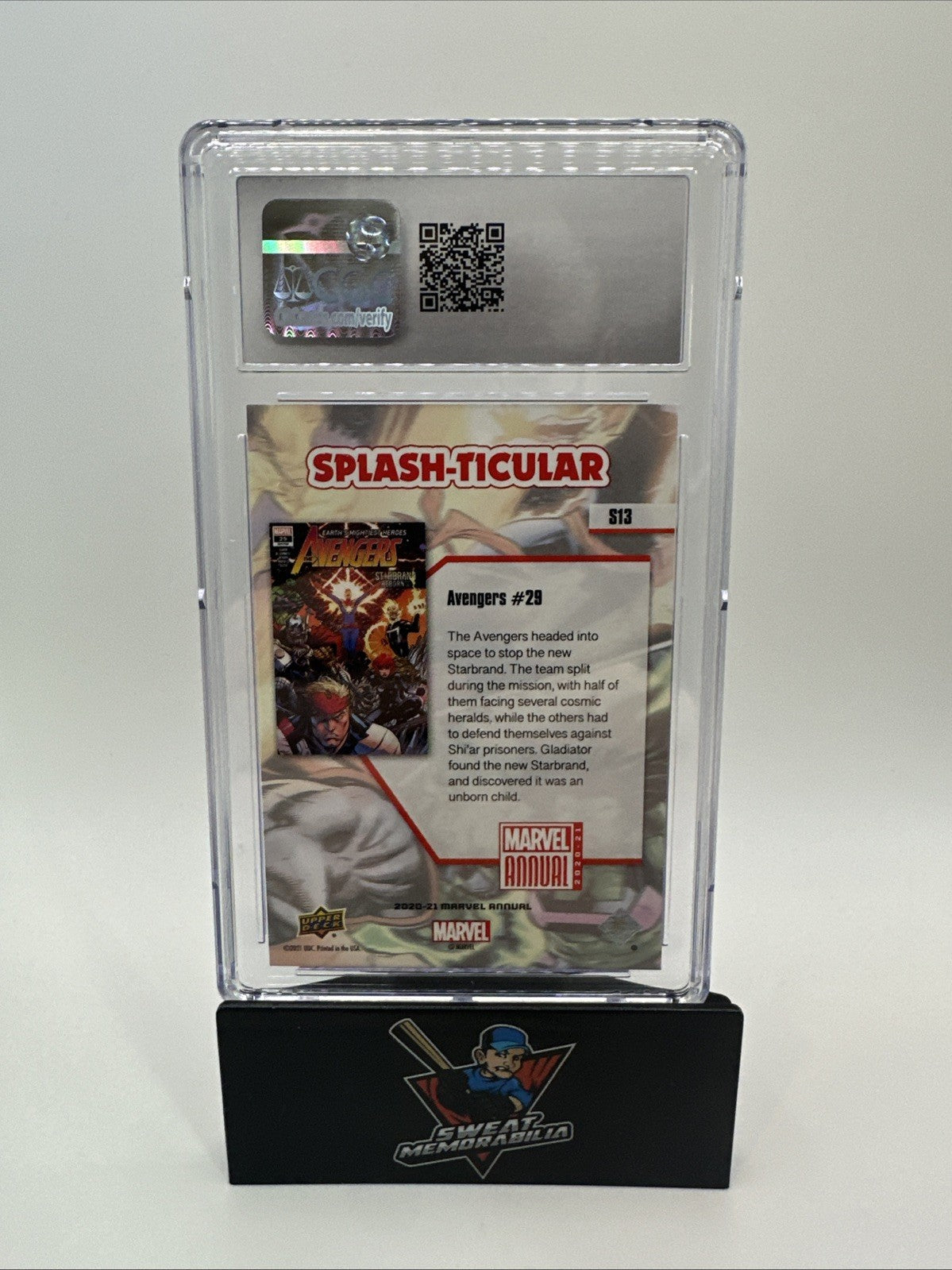 2020-21 MARVEL ANNUAL SPLASH-TICULAR INSERT #S13 AVENGERS #29 CGC 10