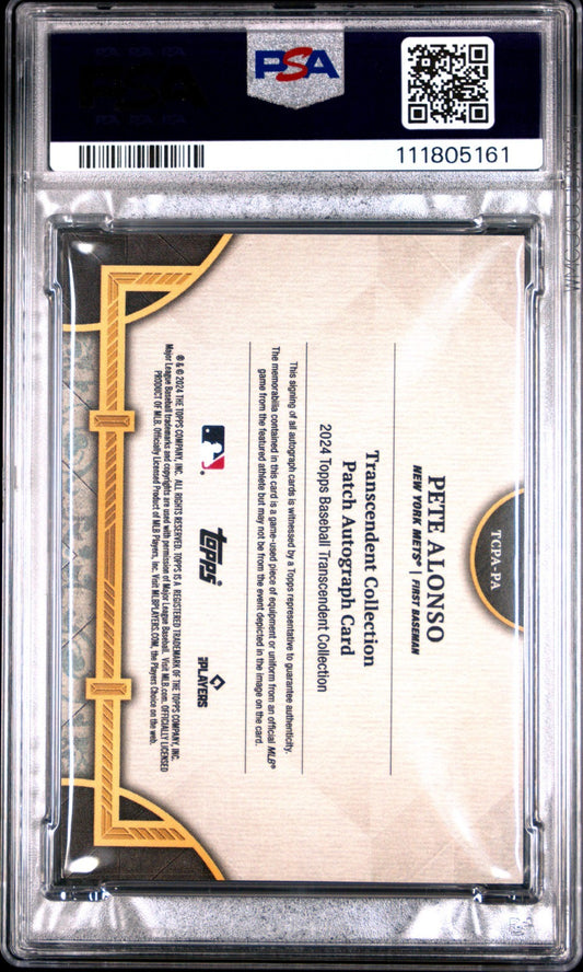 2024 Topps Transcendent Collection Patch Autographs Pete Alonso #PA PSA 9