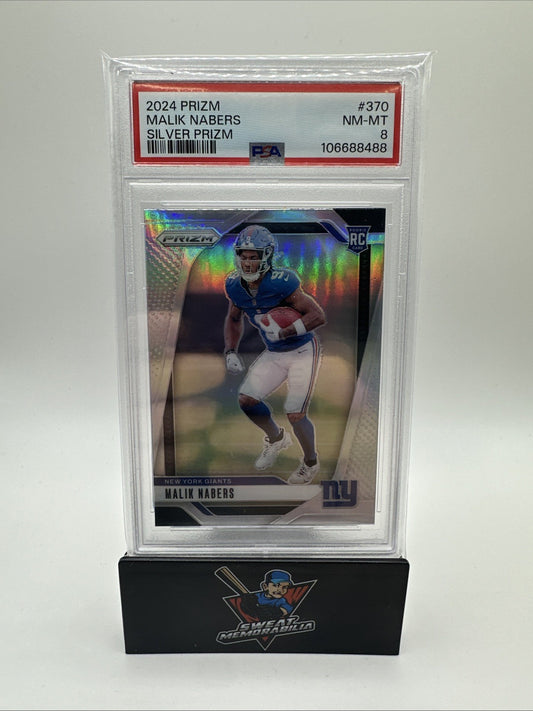 2024 Panini Prizm MALIK NABERS #370 SILVER PRIZM Rookie RC Graded PSA 8