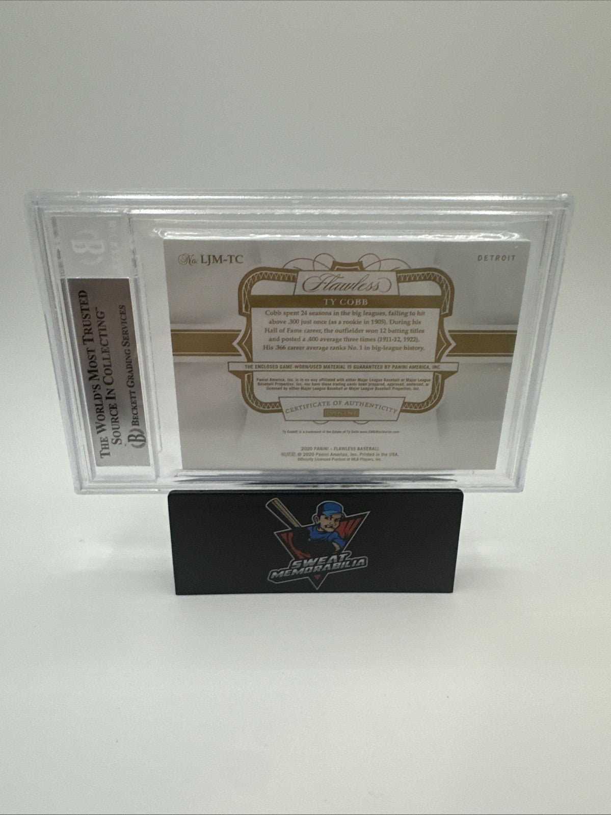 2020 Ty Cobb Panini Flawless Legends Jumbo Materials /15 BGS 8.5