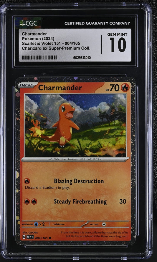 Pokemon 2024 Charmander 004/165 Charizard Ex Super Prem. Collection CGC 10