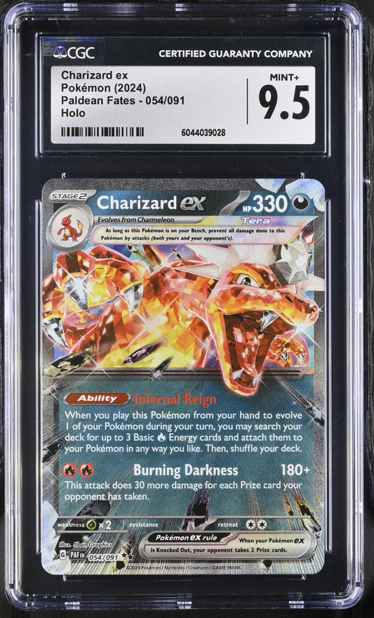 Pokmon 2024 Charizard Ex 054/091 HOLO RARE Paldean Fates CGC 9.5