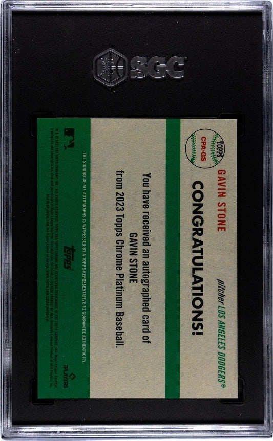 Gavin Stone 2023 Topps Chrome Platinum Rookie Auto #CPA-GS RC Dodgers SGC 9.5
