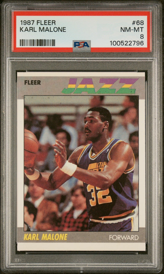 1987 Fleer Karl Malone #68 PSA 8