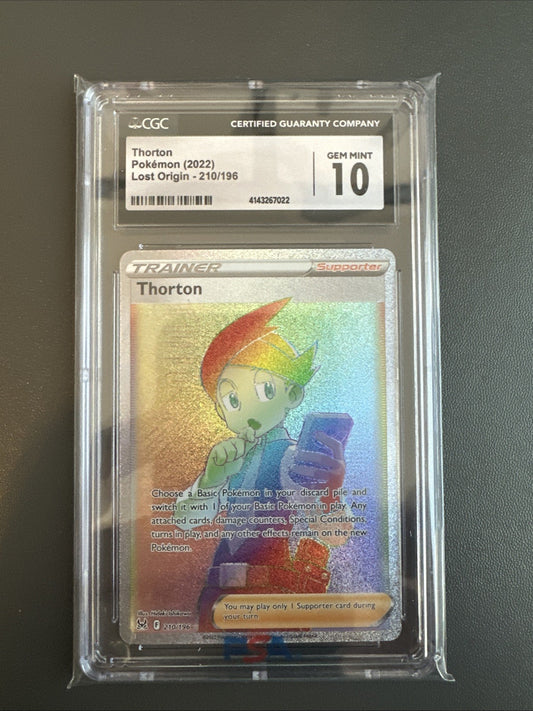 Pokemon SWSH Lost Origin #210 Full Art Thorton CGC 10 Card. Secret Rare