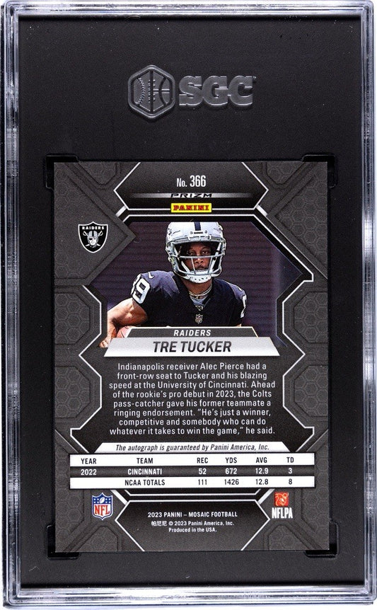 2023 Panini Mosaic Tre Tucker Sliver Mosaic Prizm Rookie Auto RC #366 SGC 10